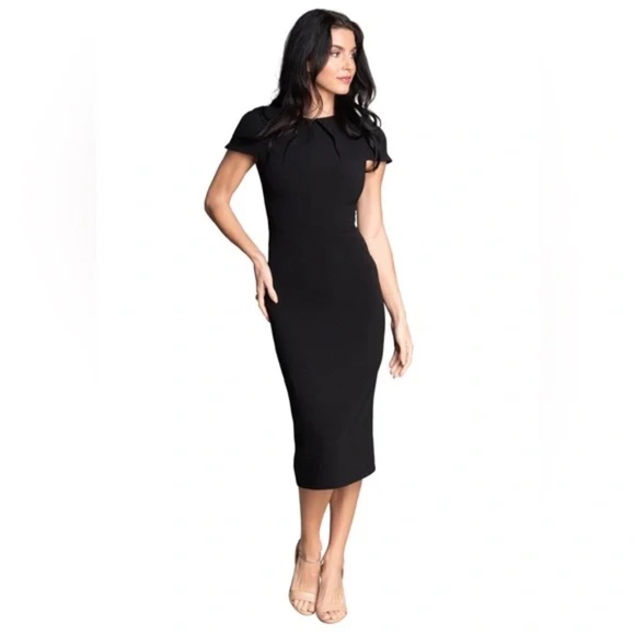 Dress the population Lainey Black Sheath Midi Dress - Picture 1 of 15